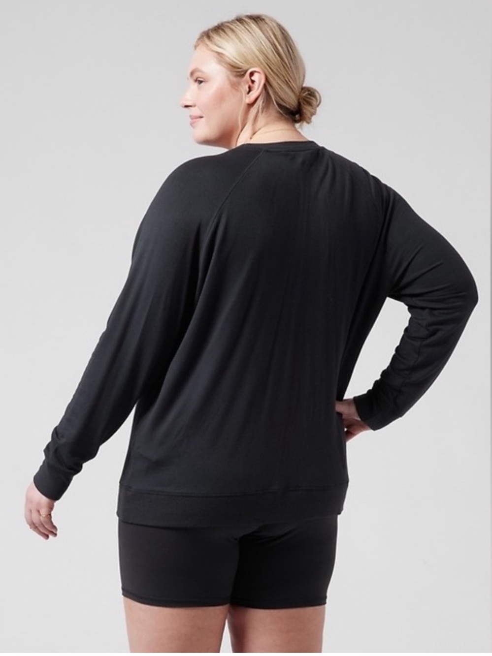Athleta Mindset Pacific Sweatshirt Black Athleisure Long Sleeve Comfy - Picture 2 of 11
